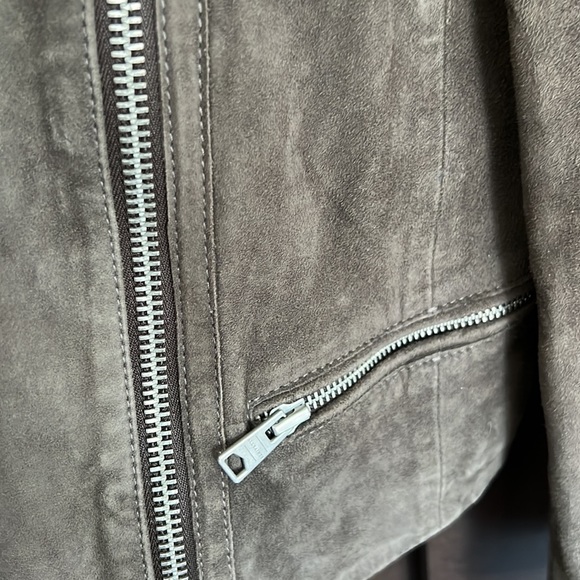 AllSaints Bales Olive Suede Biker jacket 6 - Picture 4 of 7